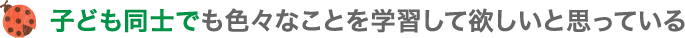 子ども同士でも色々なことを学習して欲しいと思っている