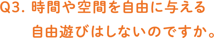 Q3. 時間や空間を自由に与える自由遊びはしないのですか。